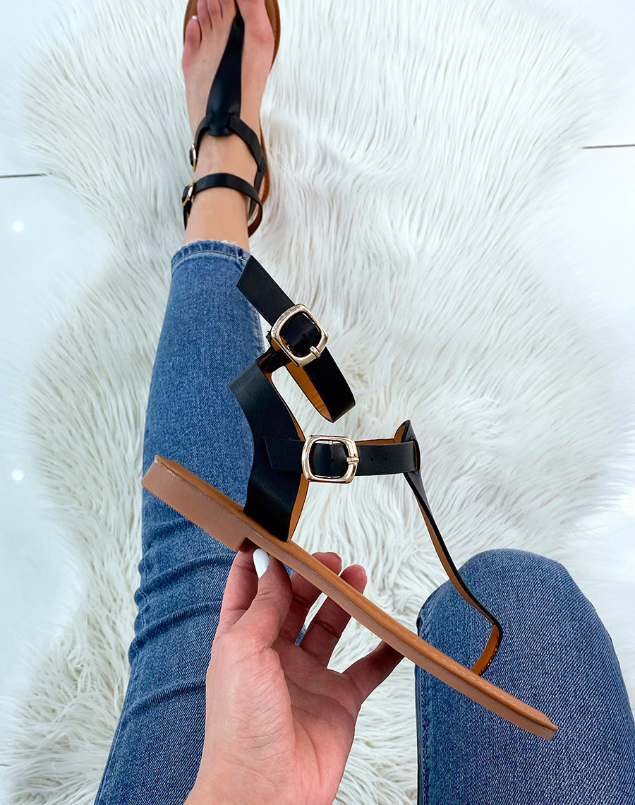 Nu-pieds noirs à double brides