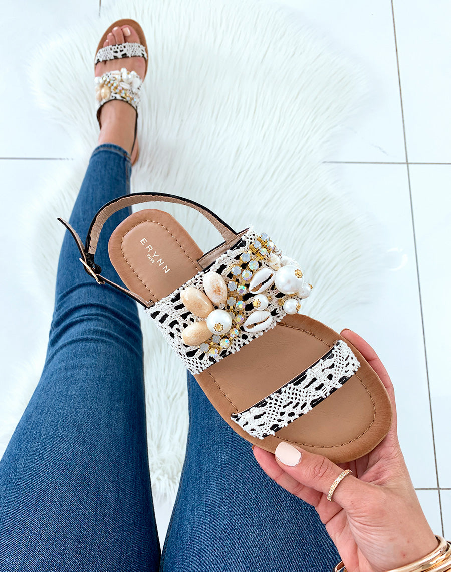 Nu-pieds noirs à doubles sangles