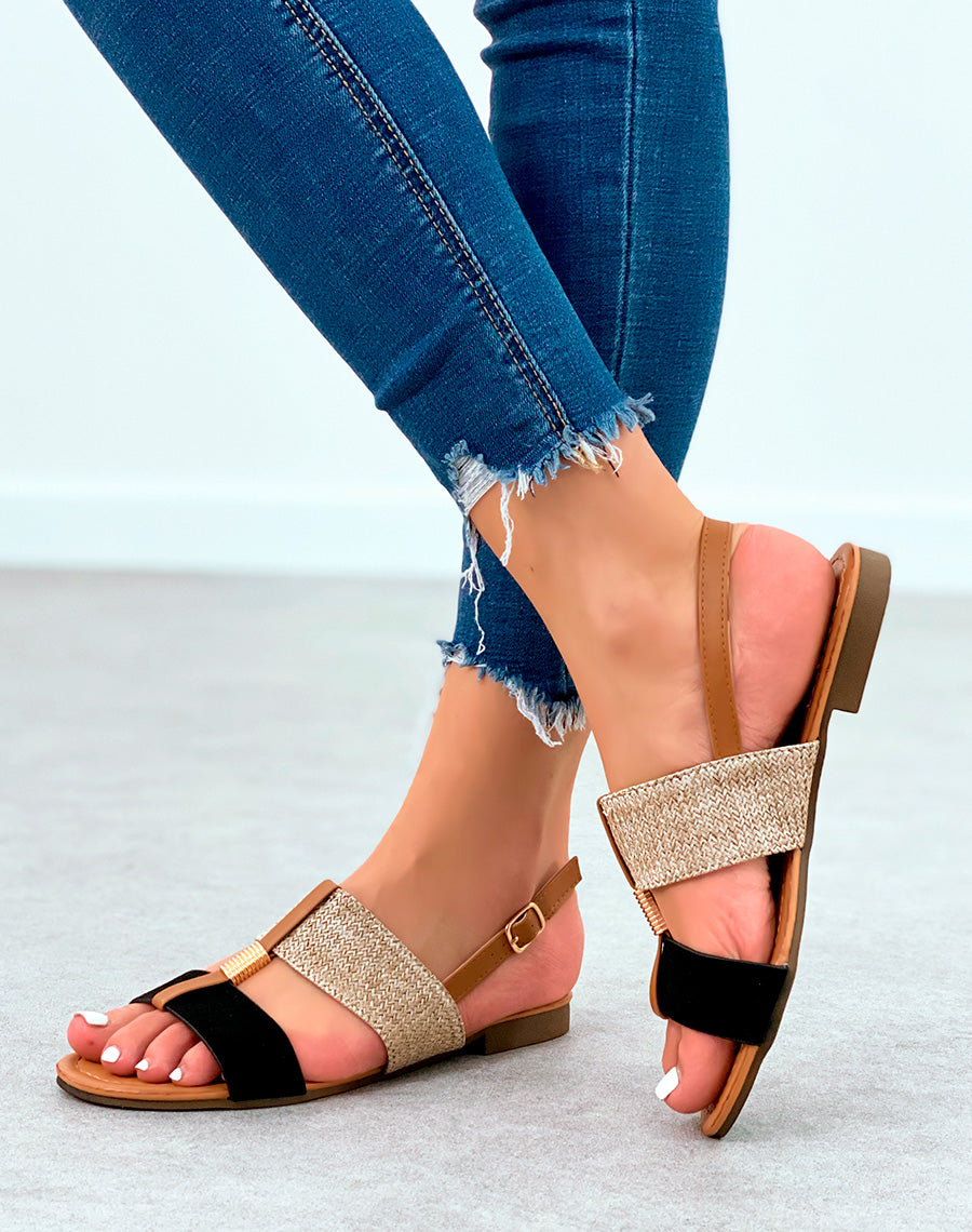 Nu-pieds noirs et en osier