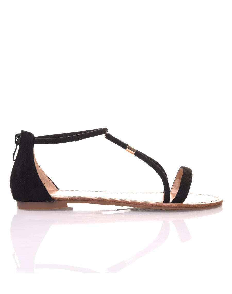 Nu-pieds noirs ornées de perles or