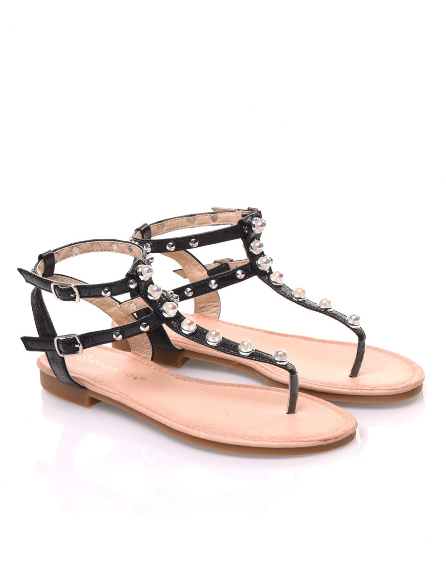 Nu-pieds noirs à perles