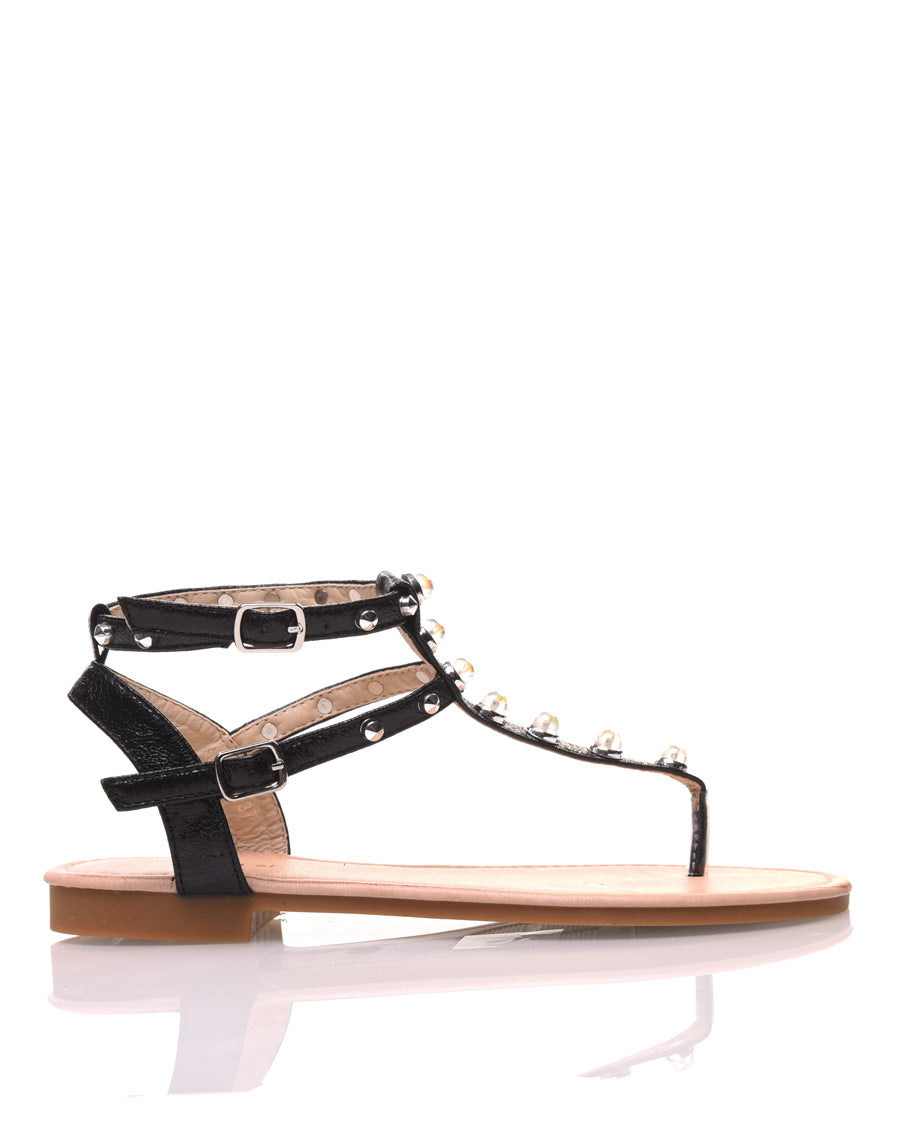 Nu-pieds noirs à perles