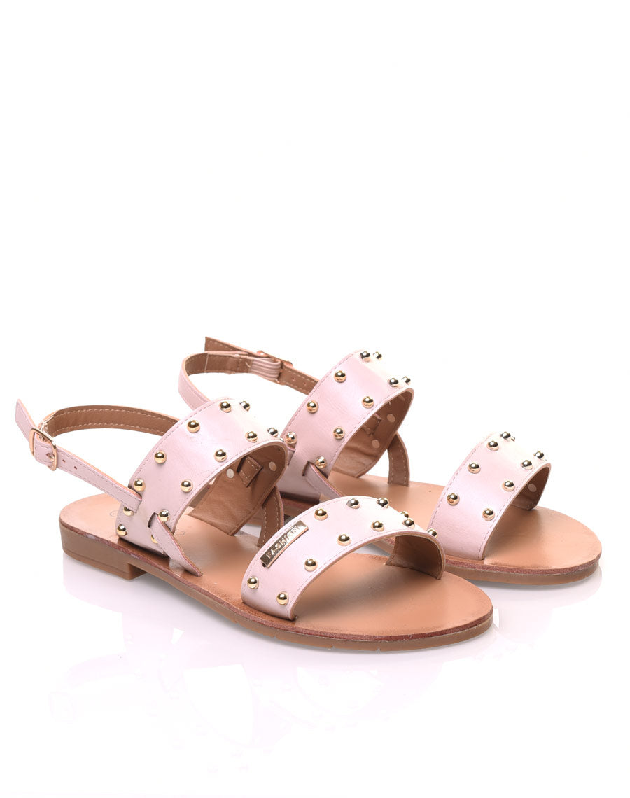 Nu-pieds roses cloutés or