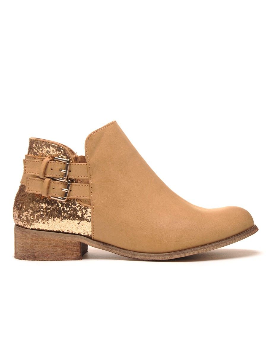 Original low boots camel pailleté