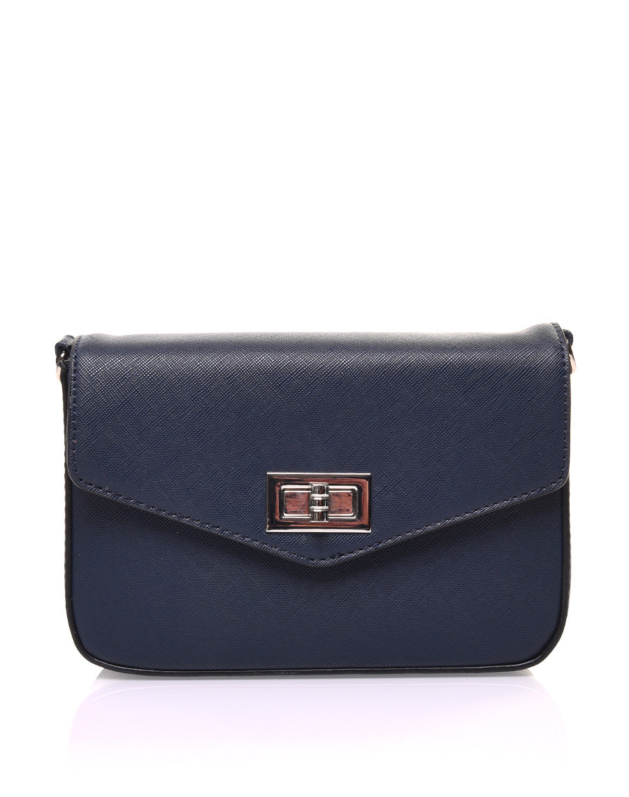 Petit sac 2 en 1 bandoulière et banane texturé bleu