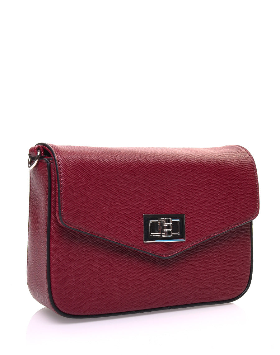 Petit sac 2 en 1 bandoulière et banane texturé bordeaux