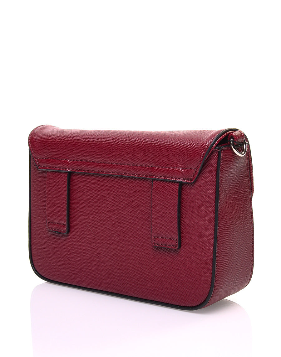 Petit sac 2 en 1 bandoulière et banane texturé bordeaux