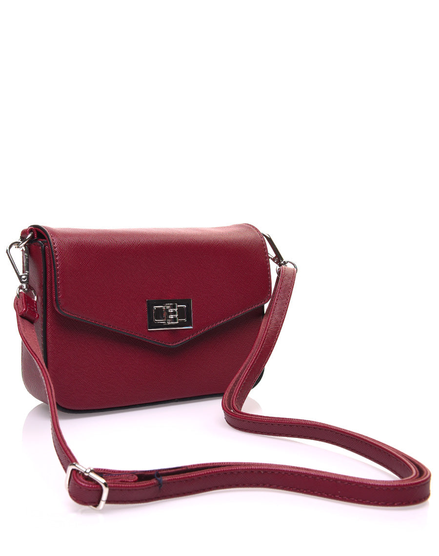 Petit sac 2 en 1 bandoulière et banane texturé bordeaux
