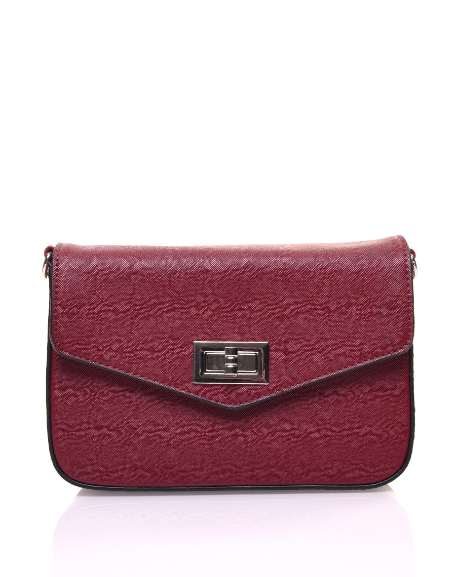 Petit sac 2 en 1 bandoulière et banane texturé bordeaux