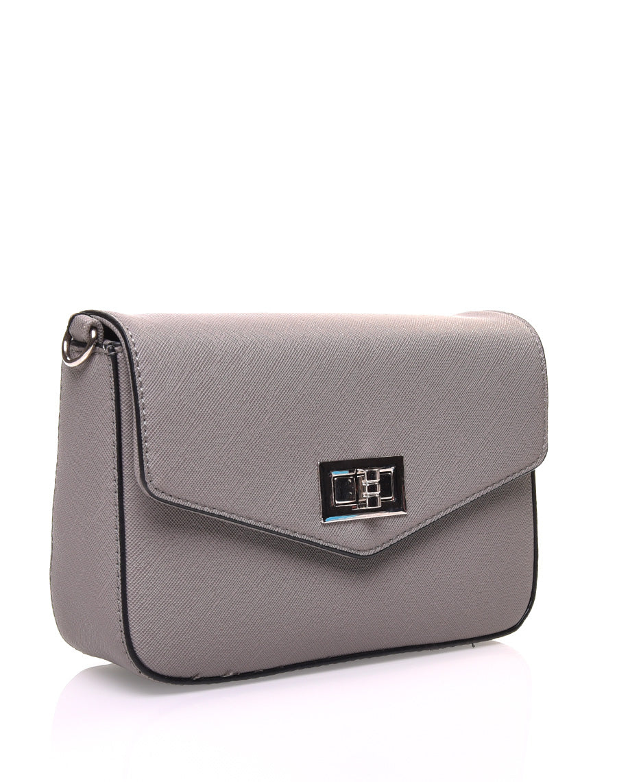 Petit sac 2 en 1 bandoulière et banane texturé gris souris