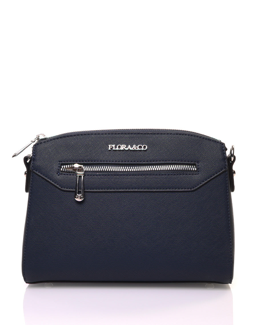 Petit sac bandoulière rectangulaire texturé bleu marine