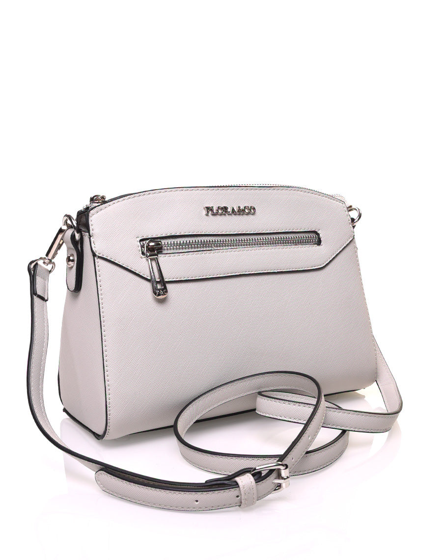 Petit sac bandoulière rectangulaire texturé gris clair