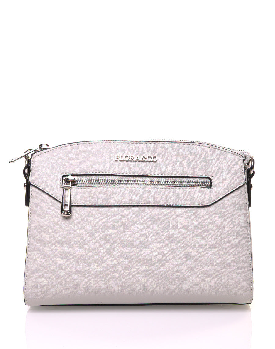 Petit sac bandoulière rectangulaire texturé gris clair