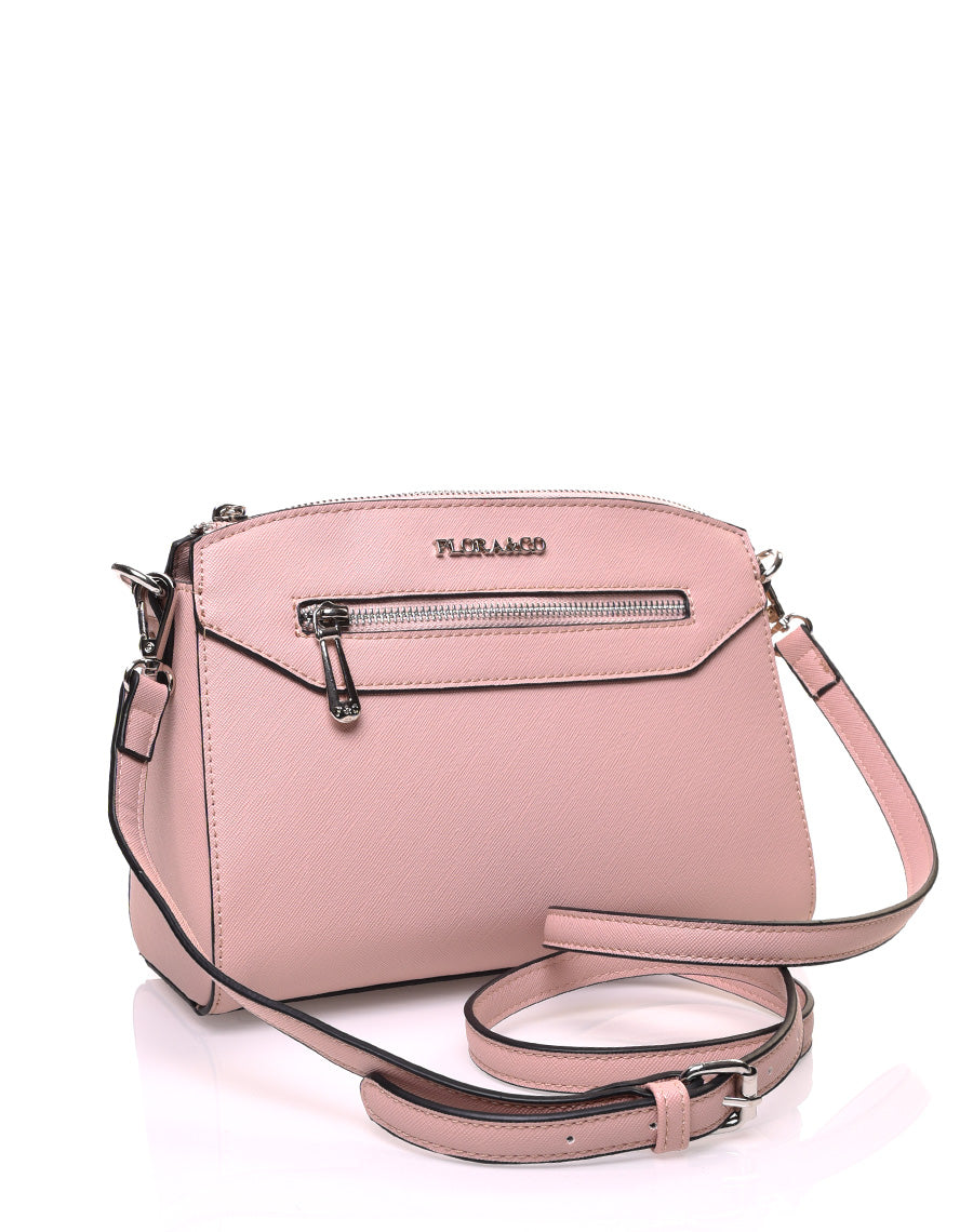 Petit sac bandoulière rectangulaire texturé rose pale