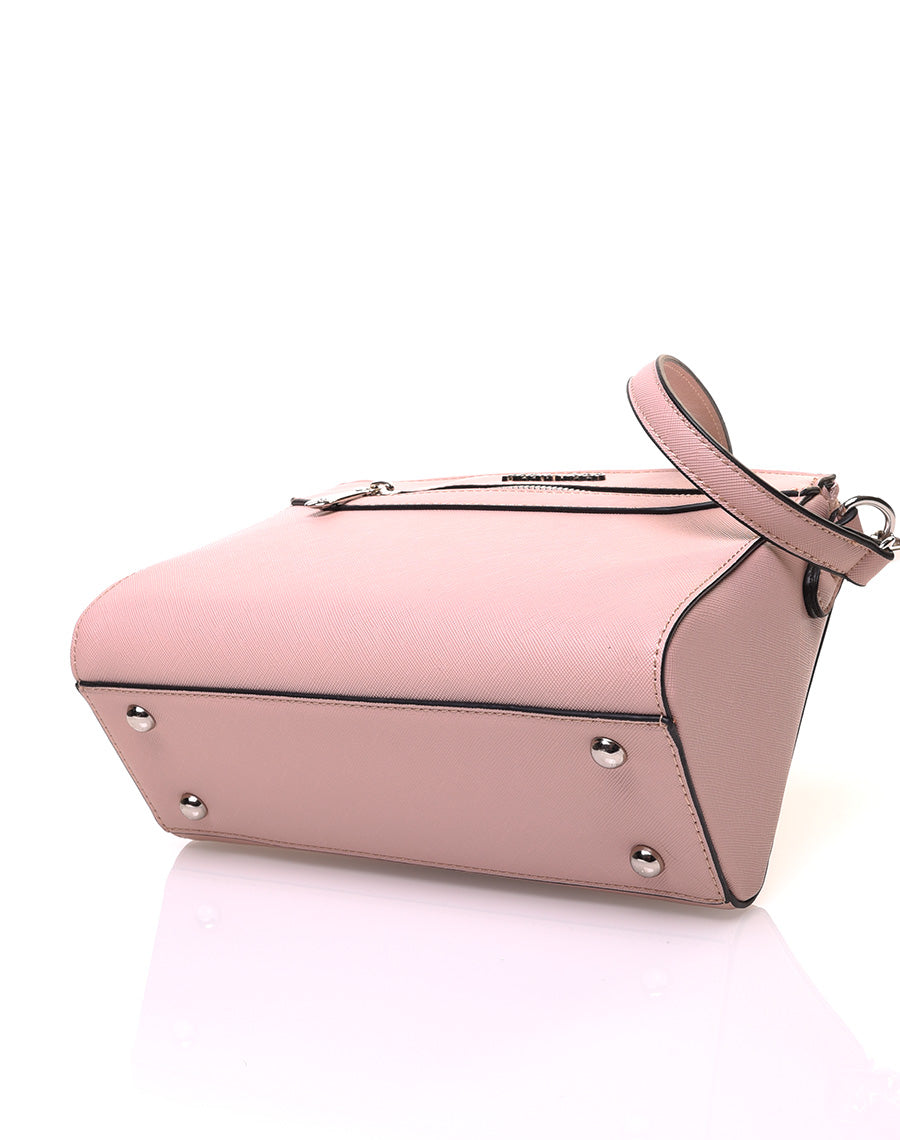 Petit sac bandoulière rectangulaire texturé rose pale