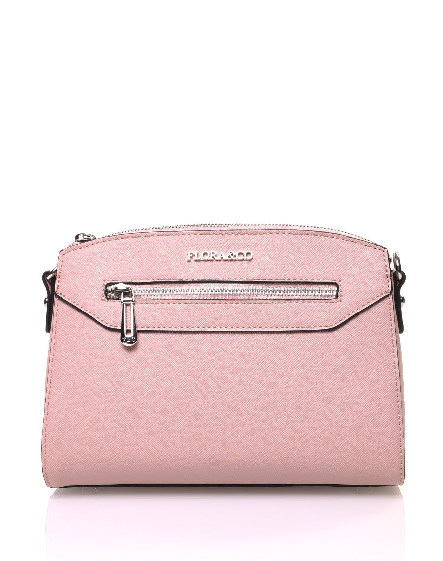 Petit sac bandoulière rectangulaire texturé rose pale