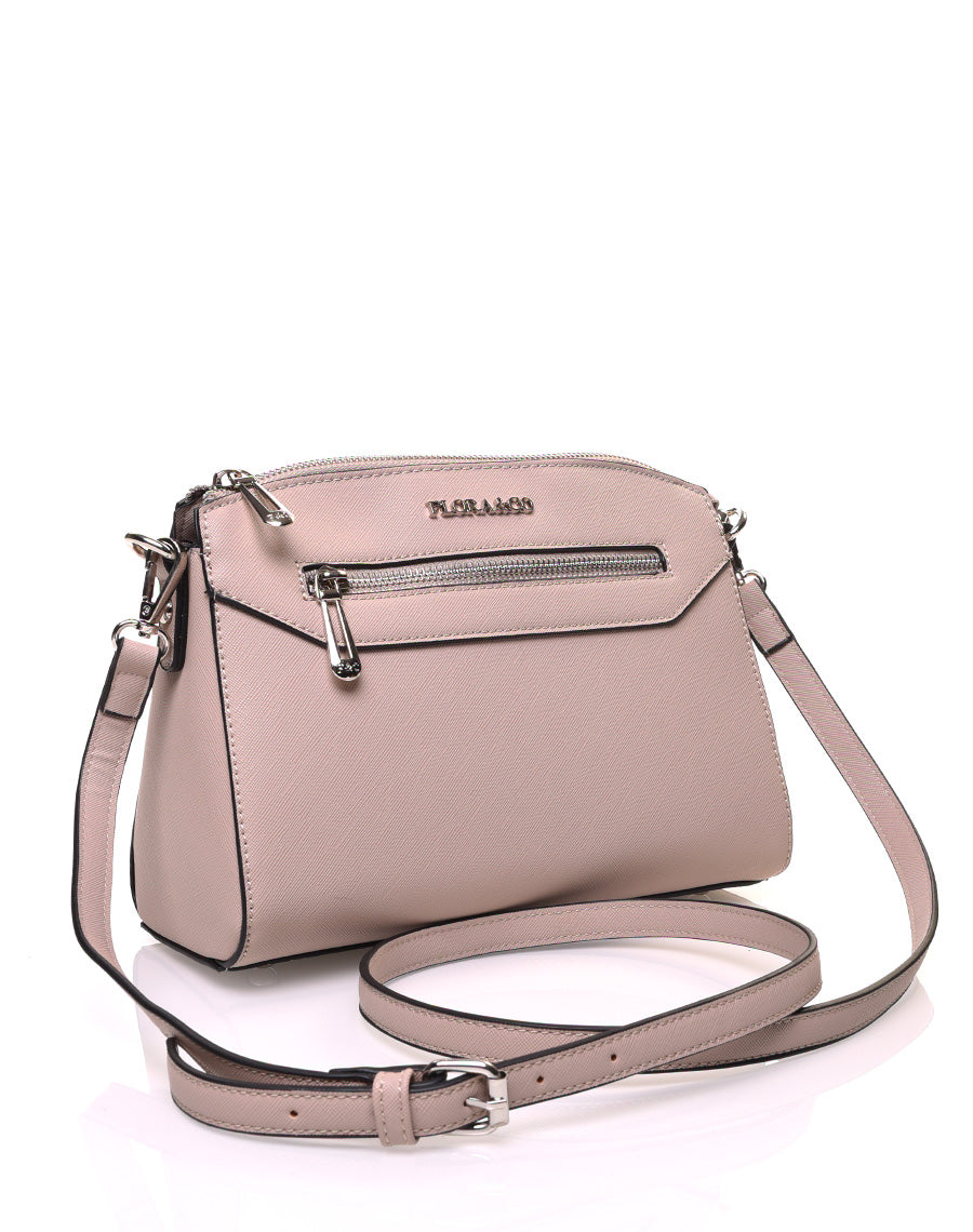 Petit sac bandoulière rectangulaire texturé taupe