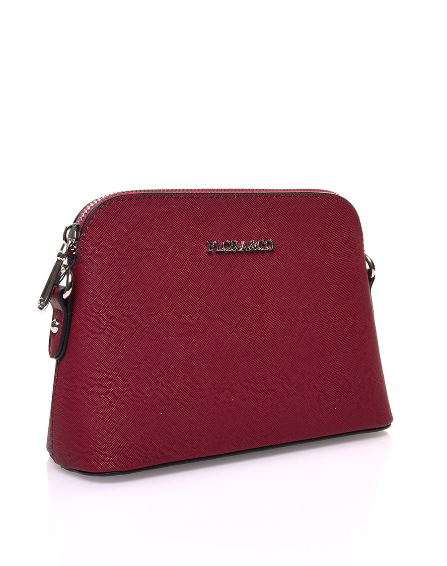 Petit sac bandoulière texturé bordeaux
