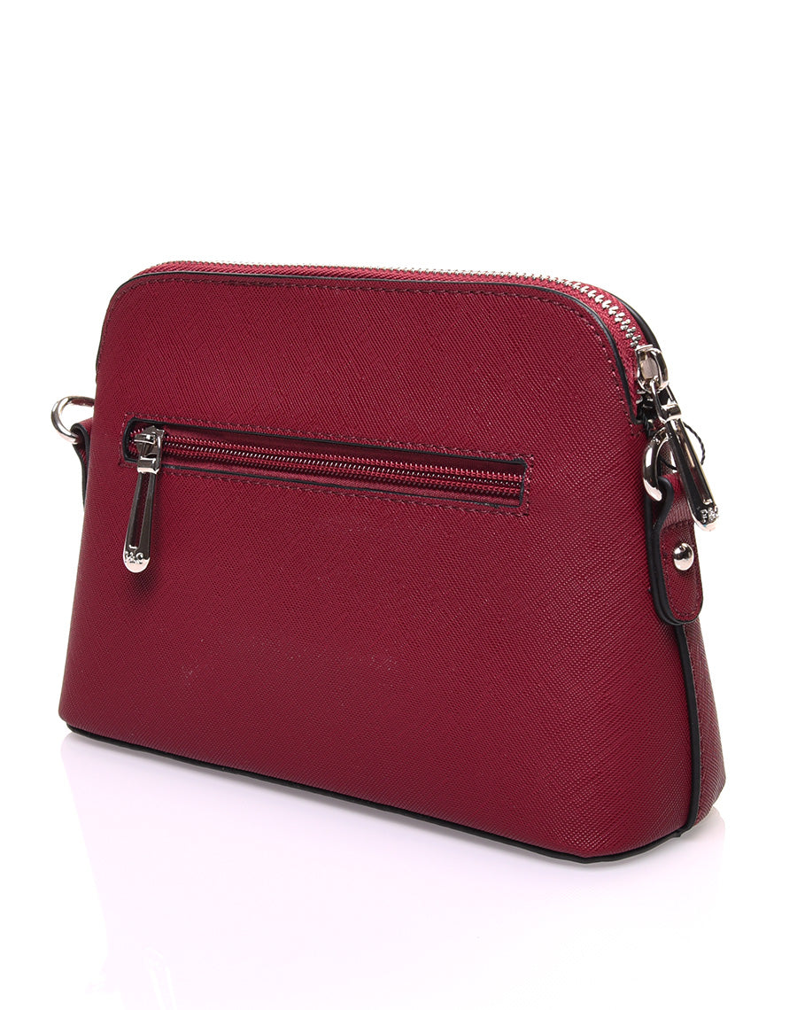 Petit sac bandoulière texturé bordeaux