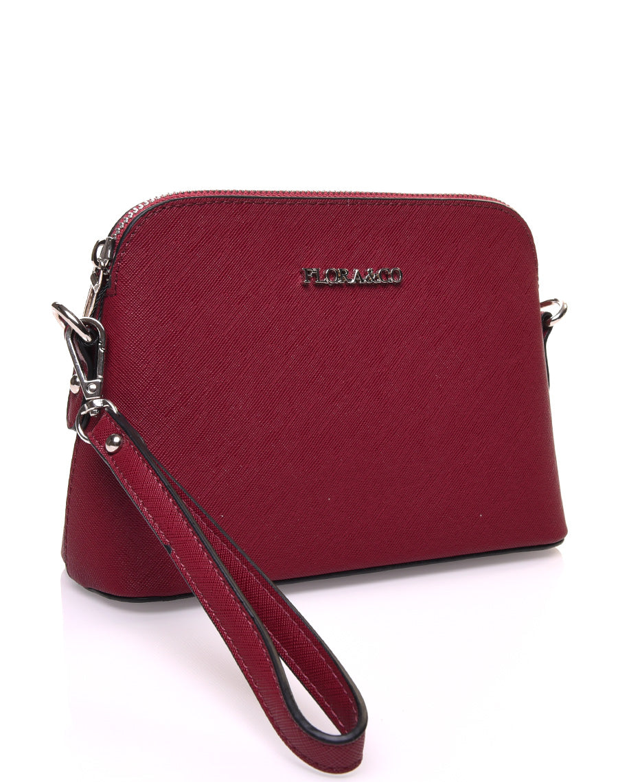 Petit sac bandoulière texturé bordeaux
