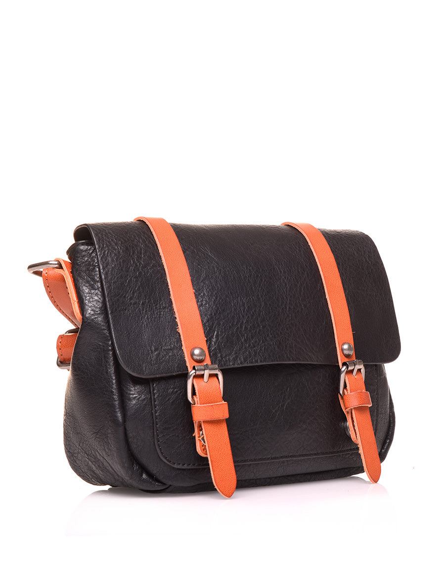 Petit sac bandoulière vintage noir et camel