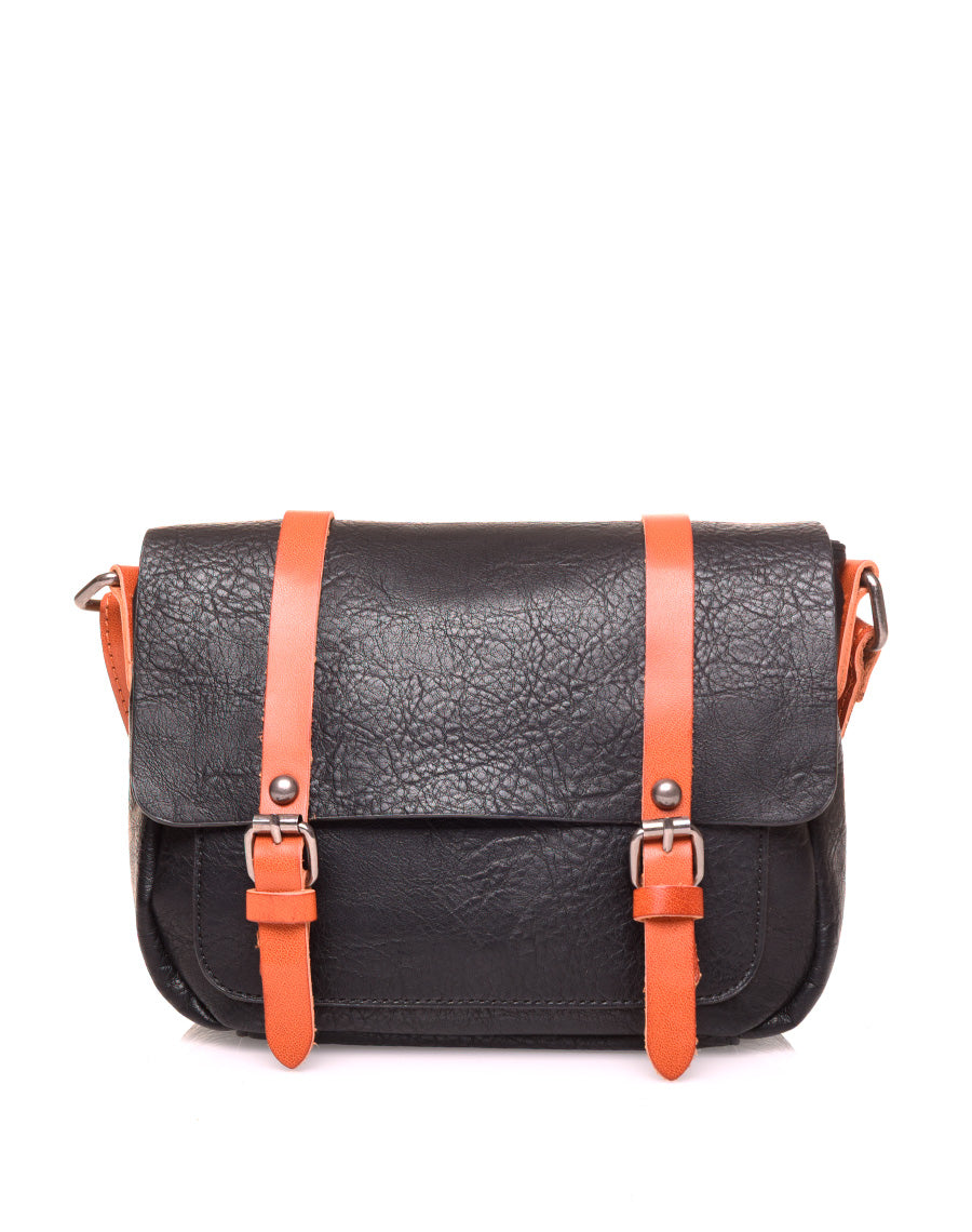 Petit sac bandoulière vintage noir et camel