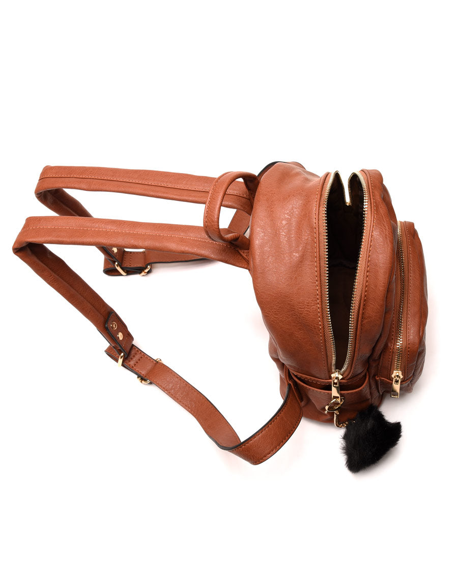 Petit sac à dos minimaliste camel/marron