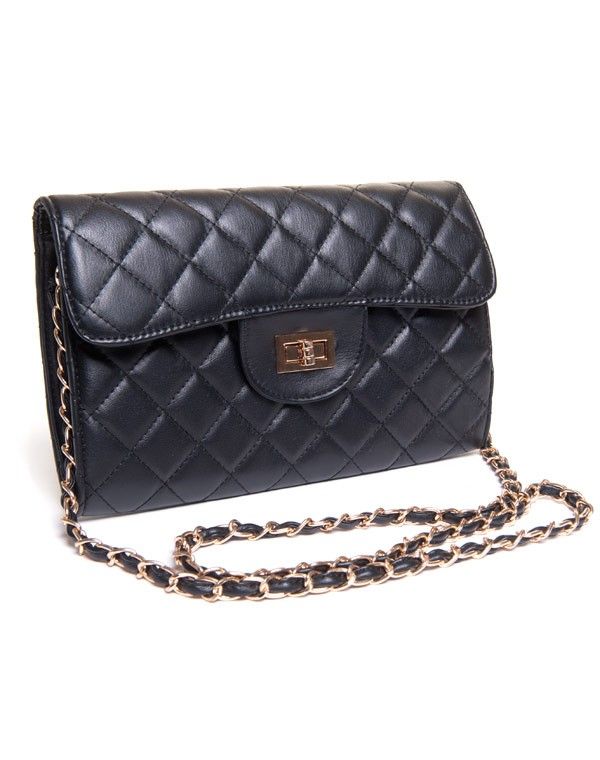 Petit sac femme Be Exclusive: Pochette noire matelassées