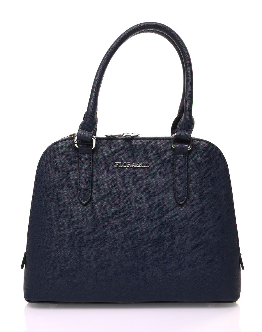 Petit sac à main bleu marine arrondi à doubles compartiments
