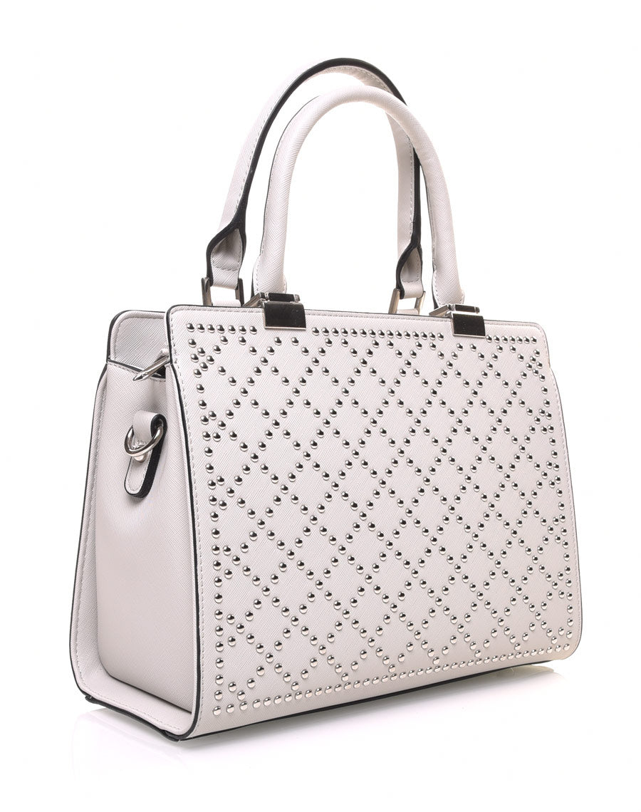 Petit sac à main gris clair clouté