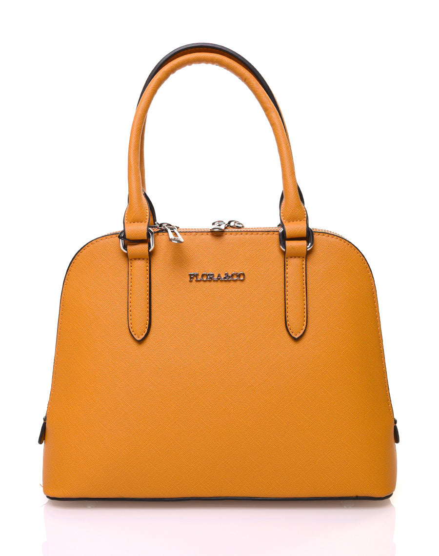 Petit sac à main moutarde arrondi à doubles compartiments