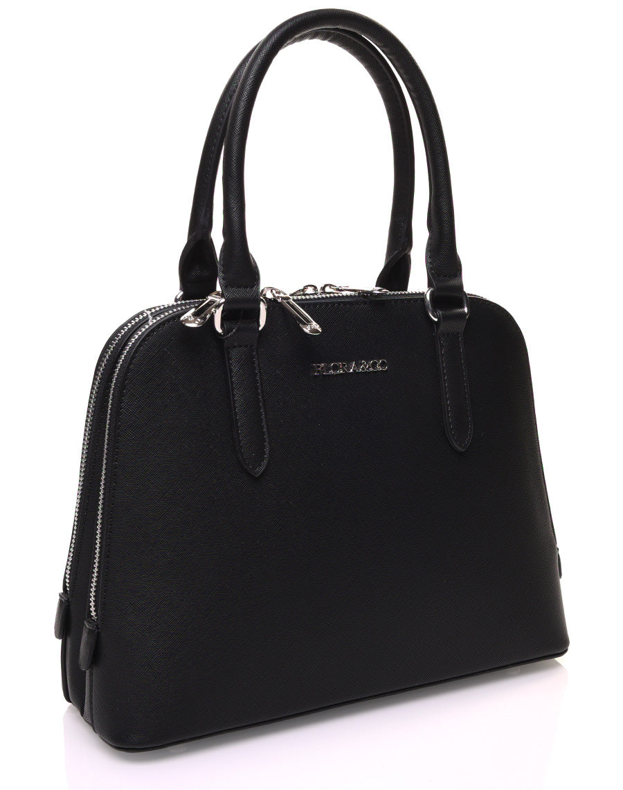 Petit sac à main noir arrondi à doubles compartiments