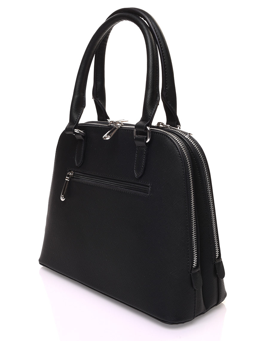 Petit sac à main noir arrondi à doubles compartiments