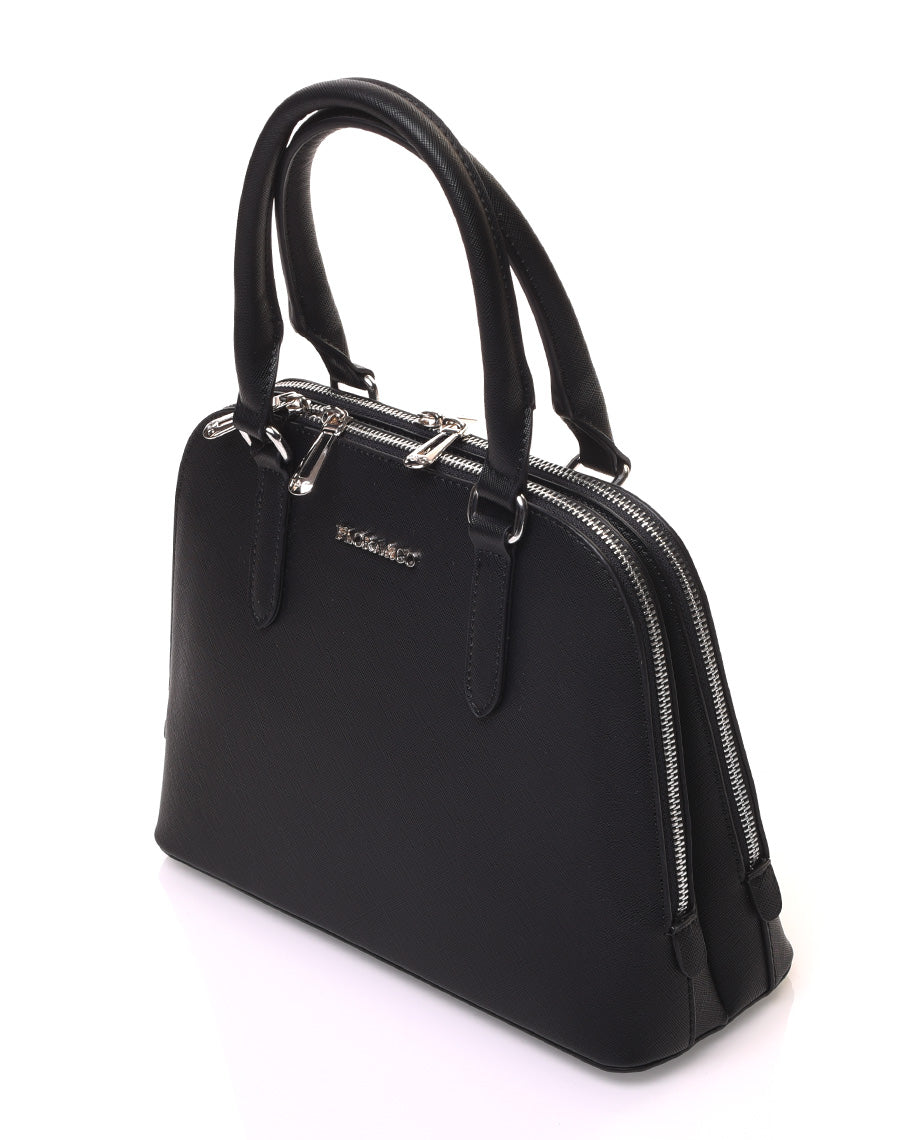 Petit sac à main noir arrondi à doubles compartiments