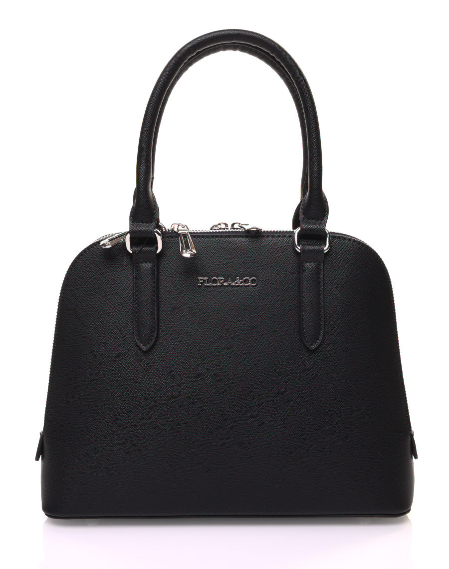 Petit sac à main noir arrondi à doubles compartiments