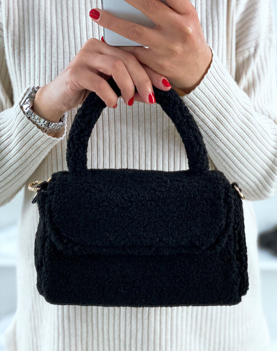 Petit sac à main noir teddy