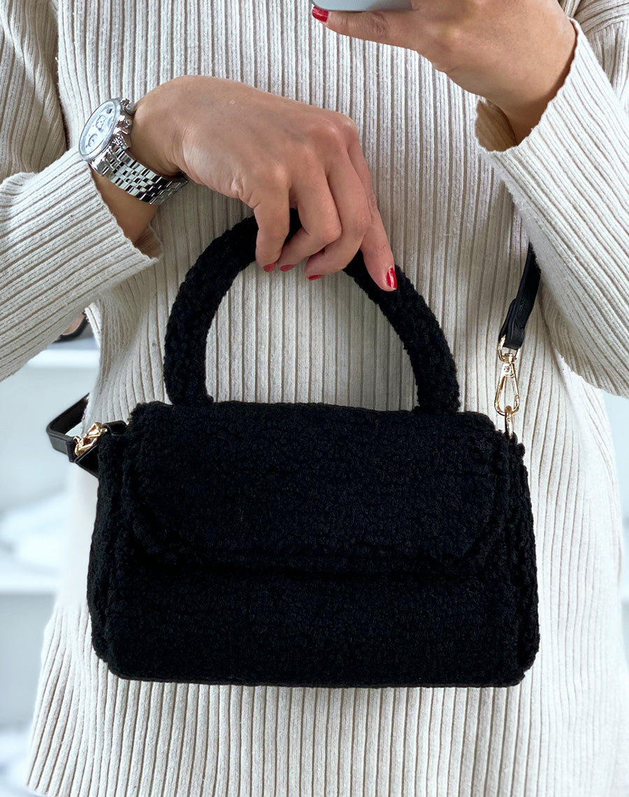 Petit sac à main noir teddy