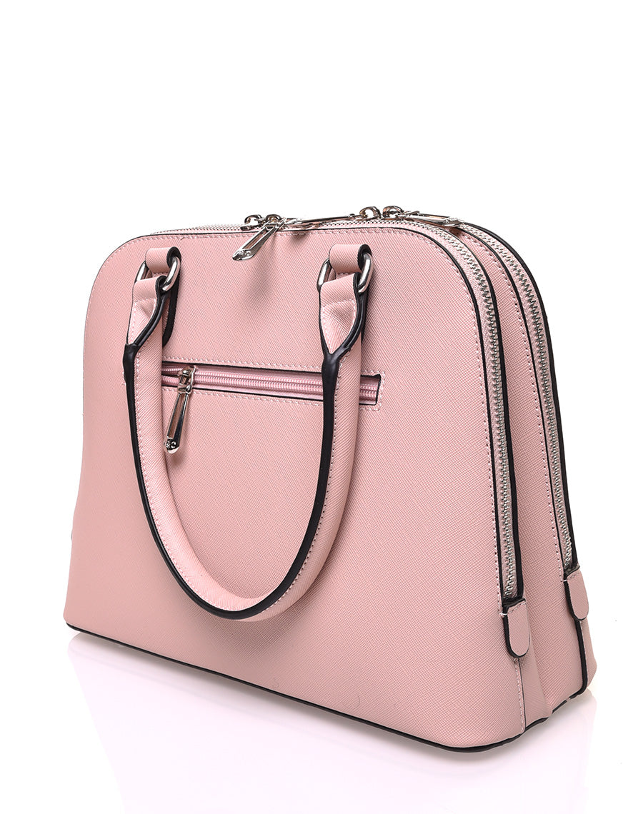 Petit sac à main rose pale arrondi à doubles compartiments