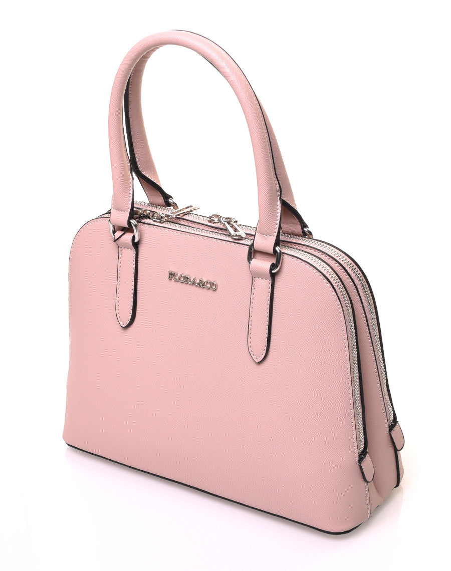 Petit sac à main rose pale arrondi à doubles compartiments
