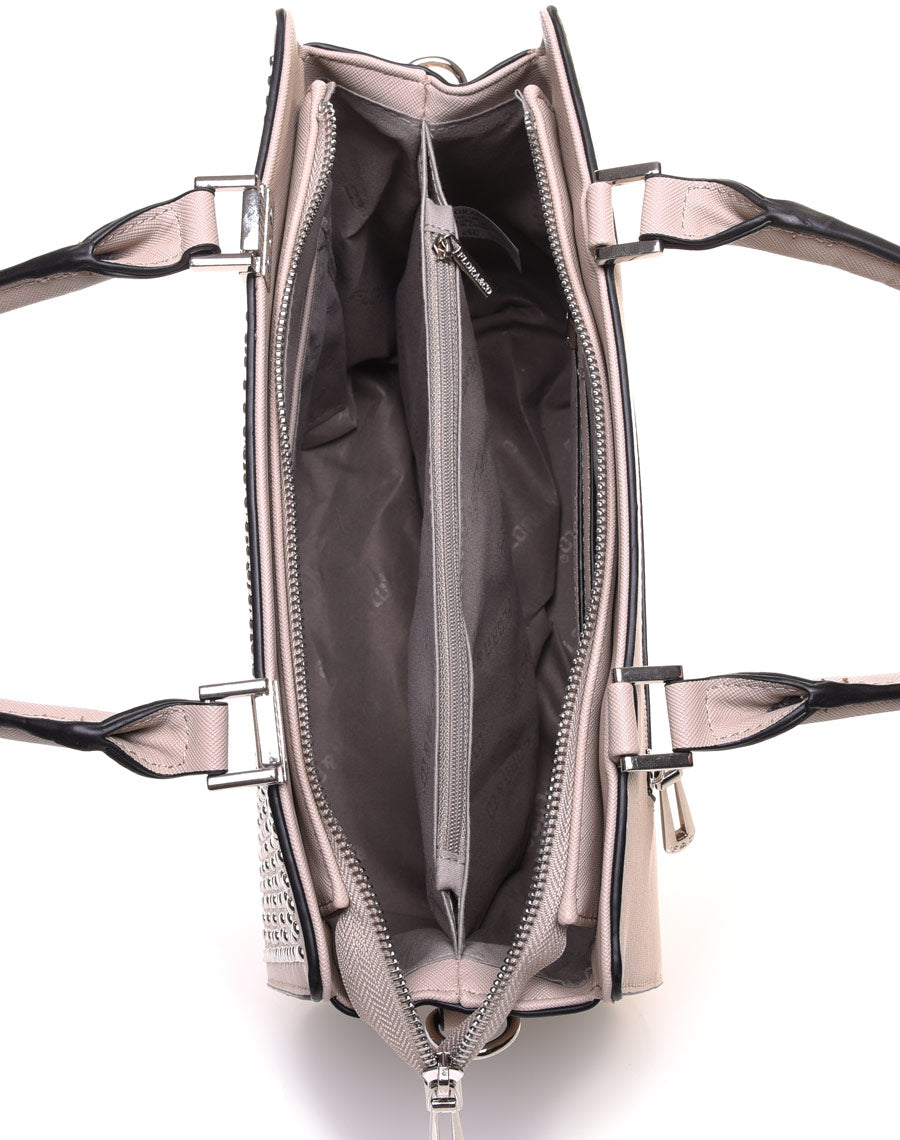 Petit sac à main taupe clouté