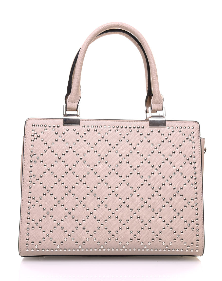 Petit sac à main taupe clouté