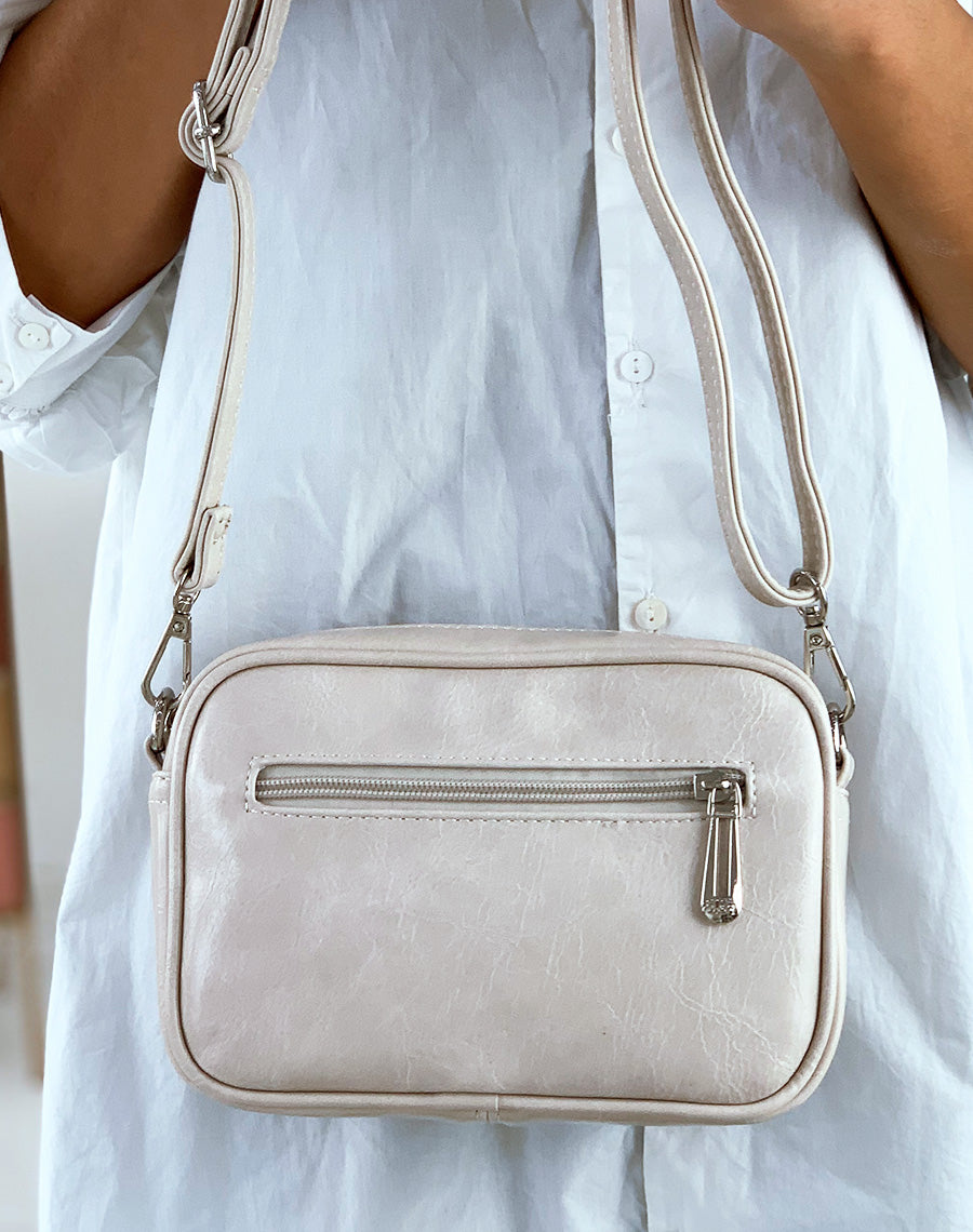 Pochette bandoulière à poche frontale beige