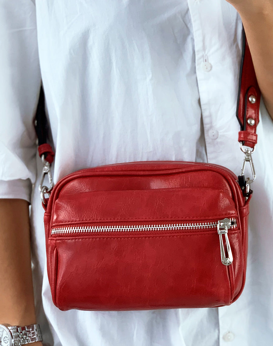 Pochette bandoulière à poche frontale rouge