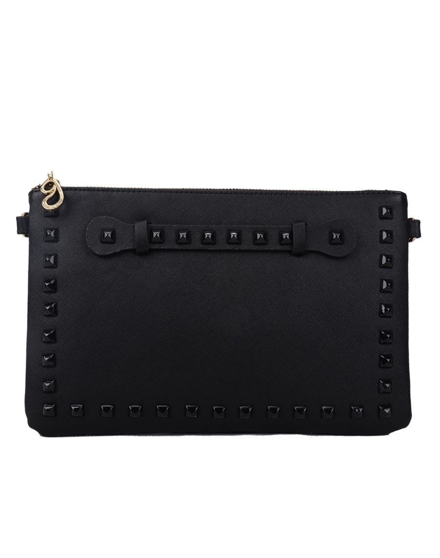 Pochette cloutée noire