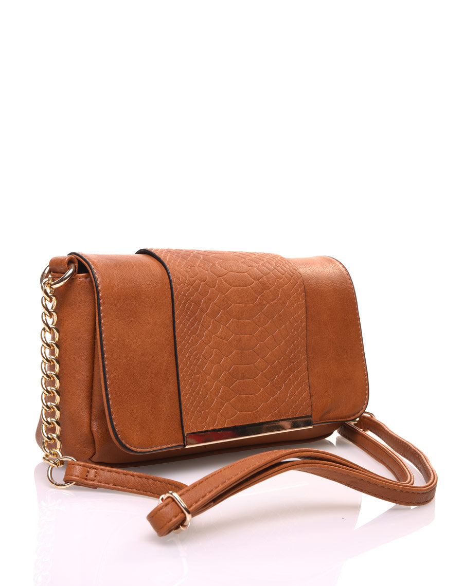 Pochette effet python camel