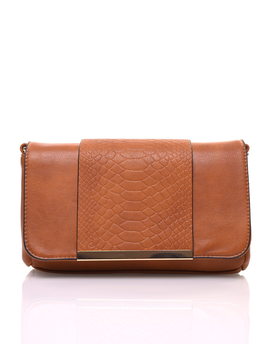 Pochette effet python camel