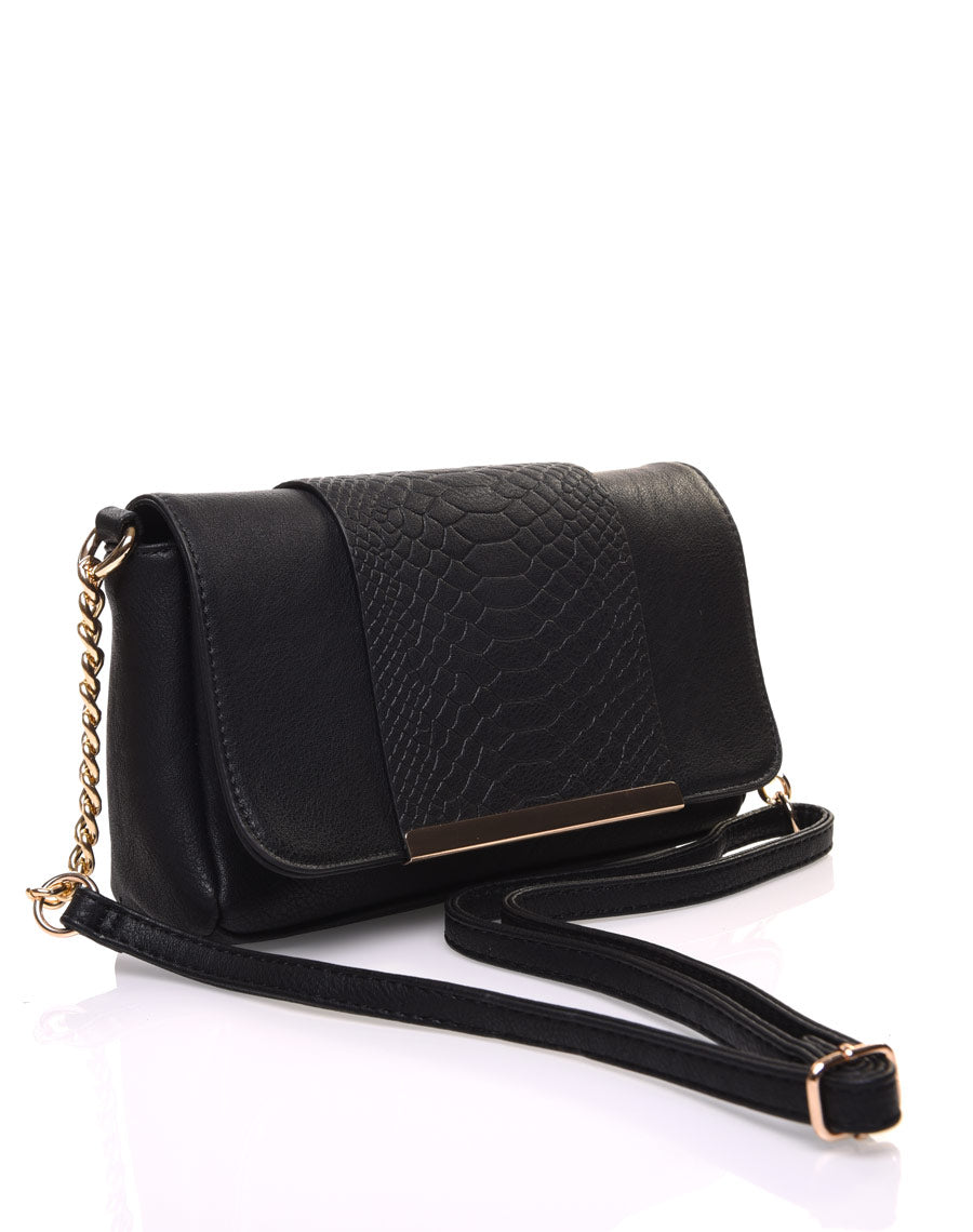 Pochette effet python noire