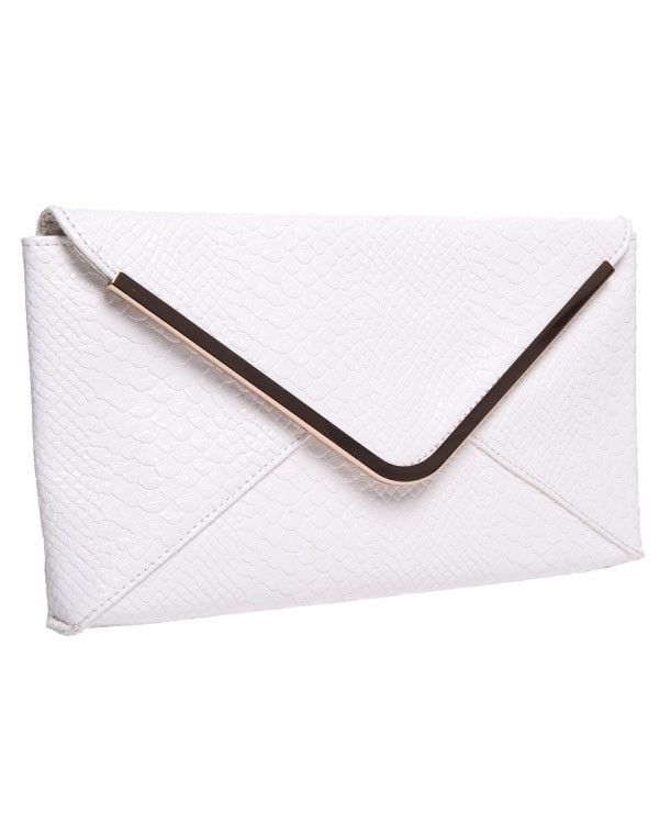 Pochette enveloppe blanche imprimé serpent