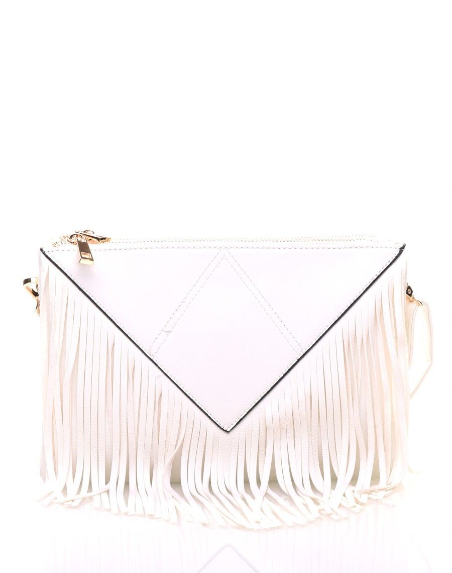 Pochette à frange blanc