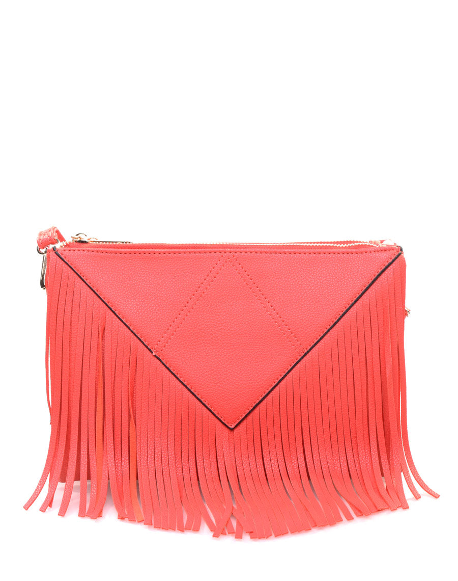 Pochette à frange corail